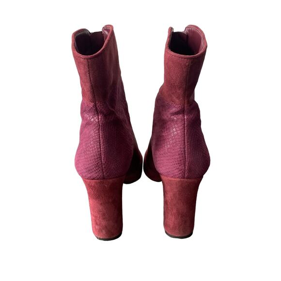ANNE KLEIN Leather Boots Women's Size 7 Red Leather Snake Print Heeled Boot Fall - Picture 6 of 9